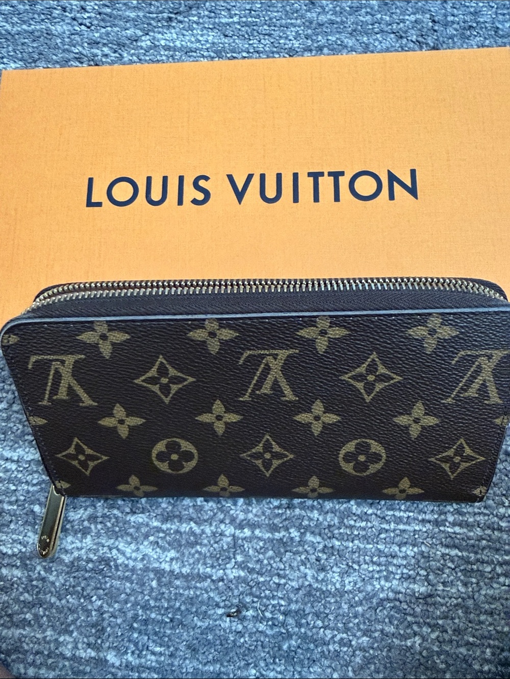 Louis Vuitton Brown Monogram Zip Around Wallet with Gold Hardware